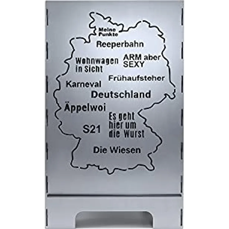 tuning-art FK02 Feuerkorb Feuertonne Feuerschale Steckbar Groß 50x30x30, Größe:Germany 45L, Stabiler Feuerkorb mit gelasertem Design, 360° Wärmestrahlung, DC01 Stahl, Rostpatina – Bild 5