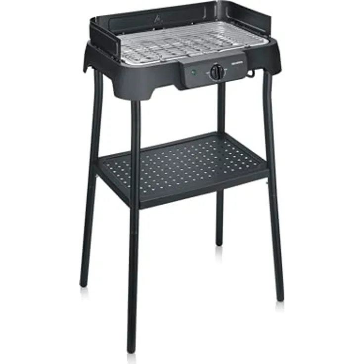 Severin PG8594, Standgrill mit Edelstahl-Grillrost 38x22cm, 2000W, stufenlos einstellbare Temperatur von 35-200°C, inklusive Ablagerost und Wasserauffangschale
