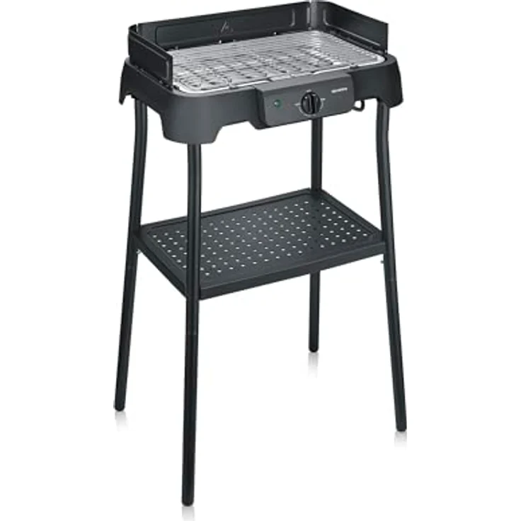 Severin PG8594, Standgrill mit Edelstahl-Grillrost 38x22cm, 2000W, stufenlos einstellbare Temperatur von 35-200°C, inklusive Ablagerost und Wasserauffangschale – Bild 1