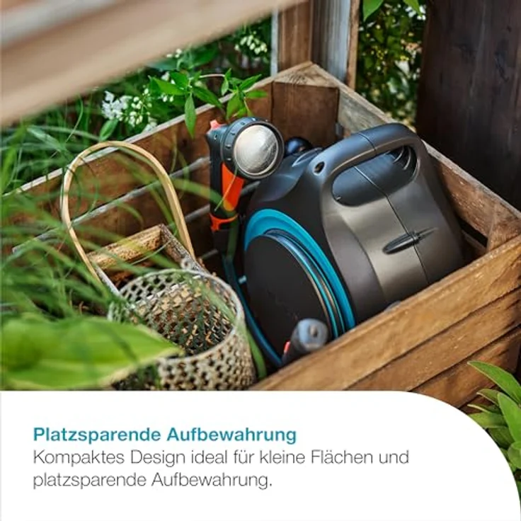 Gardena MoveMatic Mobile Schlauchbox, tragbare Schlauchaufbewahrung mit 12,5 m Einziehbarem Gartenschlauch, Platzsparend für Balkone und kleine Gärten, sofort einsatzbereit (18690-20) – Bild 4