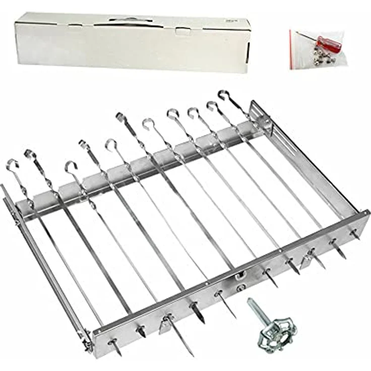 Olymp Handels GmbH Holzkohlegrill Mangal President Set mit 9er Drehspieß 230V Motor und 10 Edelstahl Spieße, Edelstahl 0,8mm rostfrei – Bild 3