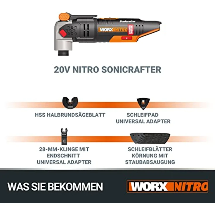 Worx WX693.9 Akku Multifunktionswerkzeug 20V Multitool ohne Akku und Ladegerät – Bild 6