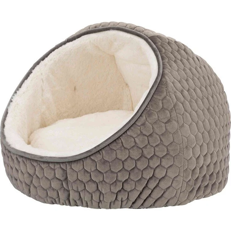 TRIXIE Schlafhöhle Kuschelhöhle Livia, Ø 55 × 45 cm, waschbar bei 40° C, Farbe taupe/creme – Bild 1