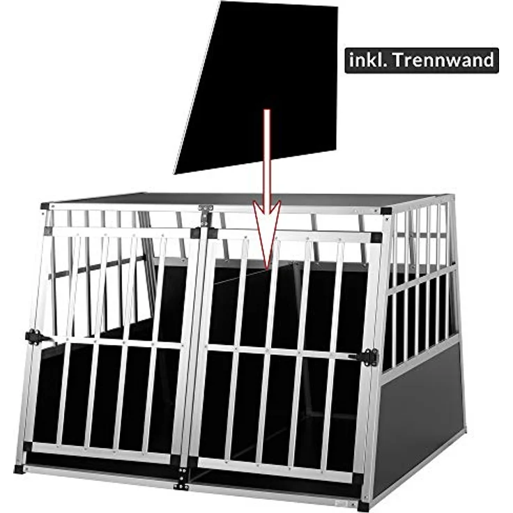 CADOCA® Hundetransportbox Aluminium Hundebox Kofferraum robust verschließbar trapezförmig XXL 97x90x70cm Reisebox Autobox Tiertransportbox – Bild 4