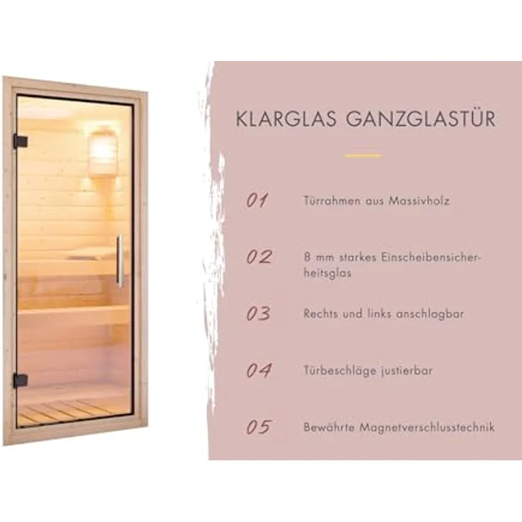 CHILLROI Saunahaus Kaapi, 38mm Wandstärke, inkl. Ofen 9 kW, externe Steuerung, naturbelassen – Bild 7