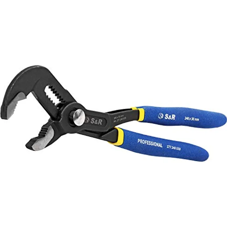 S&R Wasserpumpenzange mit Schnelleinstellung-Mechanismus 175x25mm, CR-V, doppelt ummantelte Griffe, Montagearbeiten, Wartungsarbeiten, 175 mm, blau