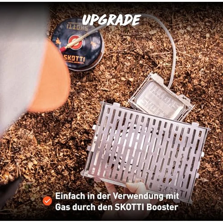 SKOTTI Grill Mini Holzkohlegrill Campinggrill faltbar mit Tasche, 304er Edelstahl, 1,9 kg, 24 cm x 16,5 cm, schickes SKOTTI Design – Bild 8