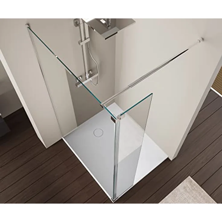 Bernstein Walk-in-Dusche NT109, 8mm Klarglas mit Nano-Beschichtung, Chromprofil, inkl. Spritzschutz, wählbare Breite bis 120 cm, 200 cm hoch – Bild 2