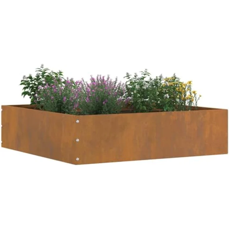 vidaXL Beetumrandung Raseneinfassung Rostig, 50 x 50 x 13 cm aus wetterfestem Stahl, langlebig und pflegeleicht – Bild 2