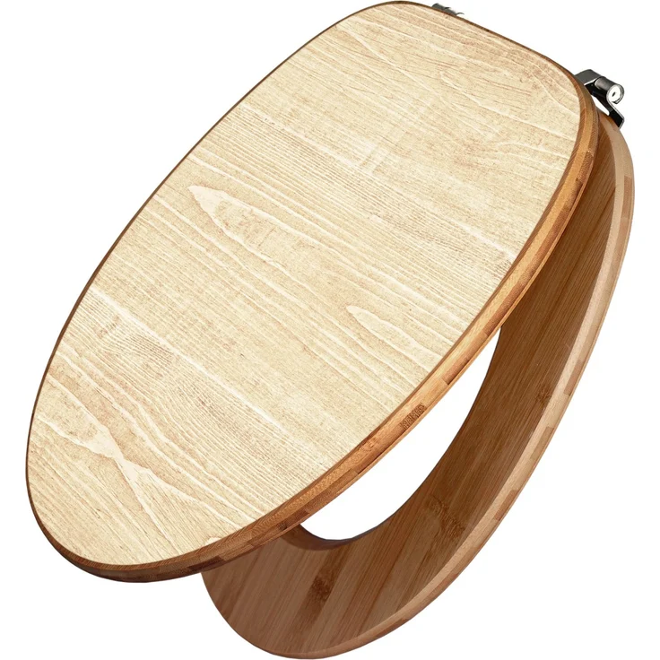 Banjado Bambus Toilettensitz, Klodeckel mit Motiv Bretter, Universal Scharnieren, 44 cm x 38 cm, bruchsicheres Metall