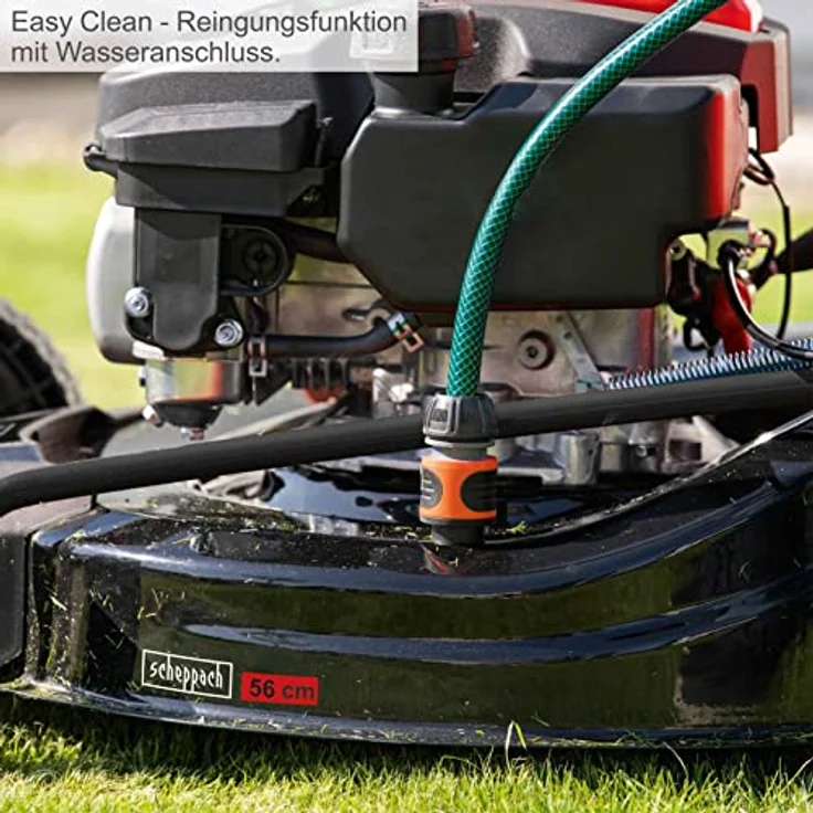 Scheppach Benzin Rasenmäher MS225-56 inkl. Motoröl | Radantrieb | 6PS | 56cm | 65L | Höhenverstellung 7 Stufen | Seitenauswurf & Reinigungsfunktion – Bild 8