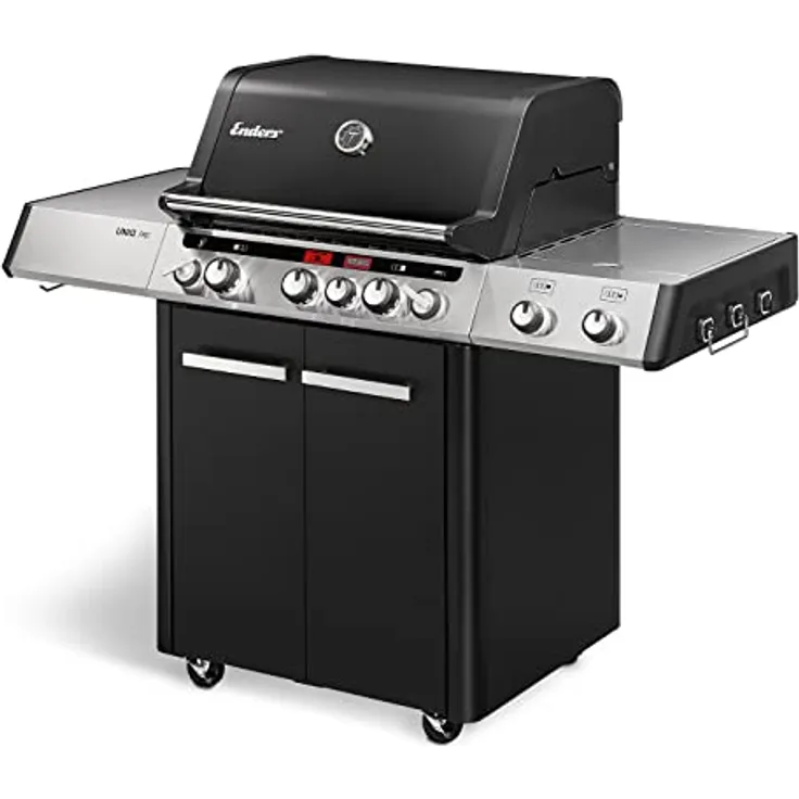 Enders Uniq Pro 3 IK Cruster Gasgrill, Gasgrill mit 800 °C Turbo Zone und Dual-Seitenkocher, schwarz
