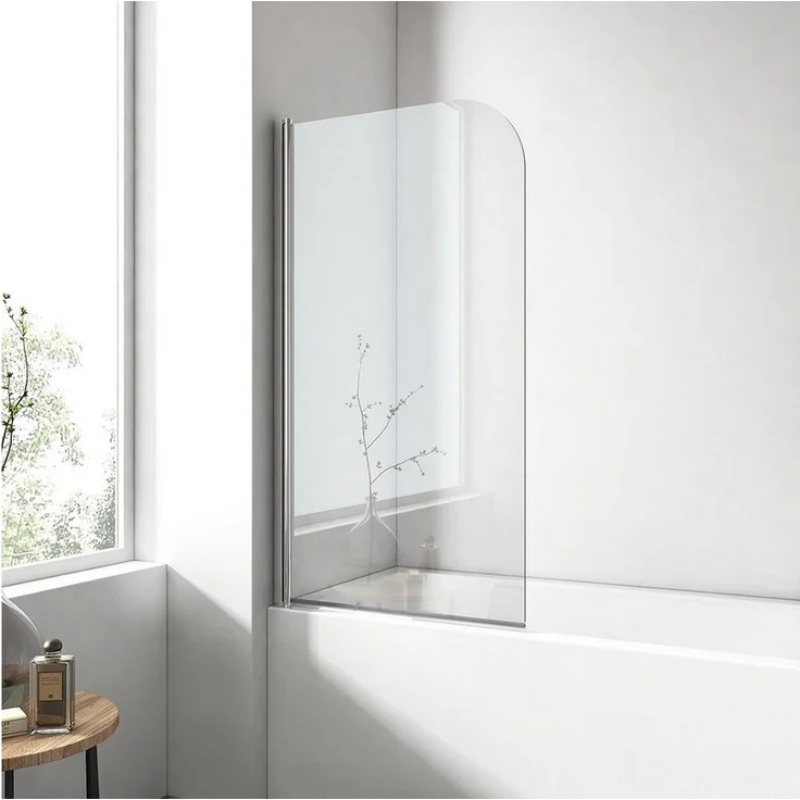 EMKE Badewannenaufsatz EMKE Badewanne Duschwand mit NANO einfach-Reinigung Beschichtung, 6mm Sicherheitsglas, 800mm breit (einstellbar: 785-800mm), Premium Chrome