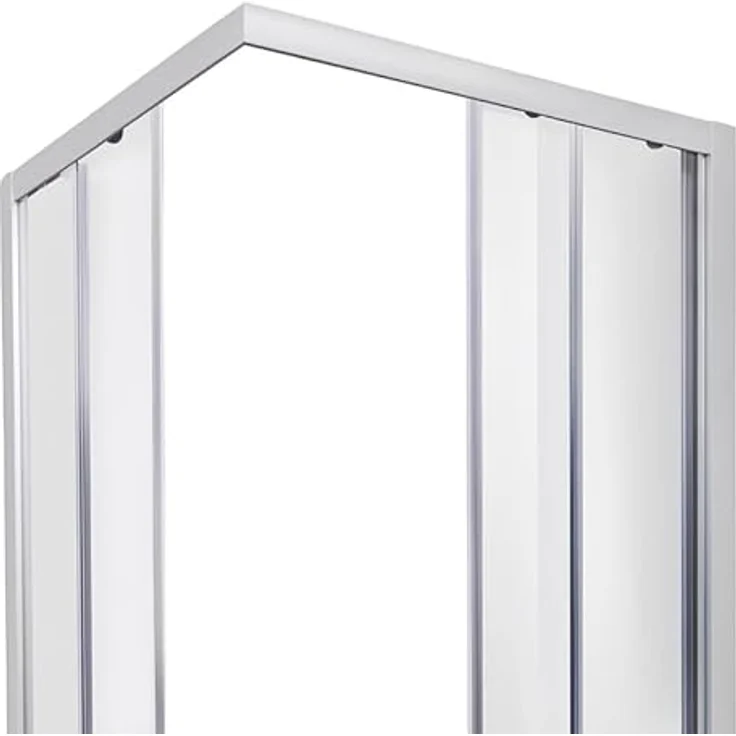 Belvit® Duschkabine Eckdusche 90x90x200 cm, Schiebetüren mit 4 mm ESG Klarglas, verchromte Profile, Antikalk Nano Beschichtung, inkl. Duschwanne und Siphon – Bild 3