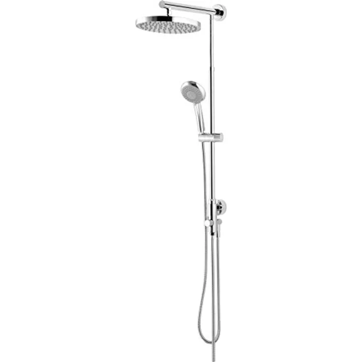 Schulte Duschsystem mit Umsteller, Kopfbrause rund, verchromter Korpus aus Messing, Duschmaster Rain mit Regendusche
