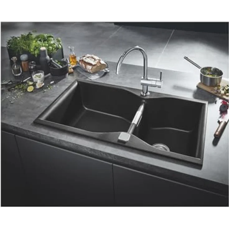 Grohe Küchenarmatur Minta, C-Auslauf, herausziehbare Brause mit Laminarstrahl, 360° schwenkbar, Hochdruck – Bild 2