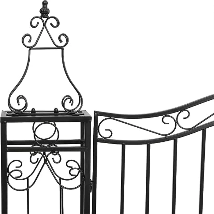 vidaXL Gartentor Schwarz 121x8x200 cm Schmiedeeisen Abschließbar Zauntor, Pulverbeschichtet – Bild 5