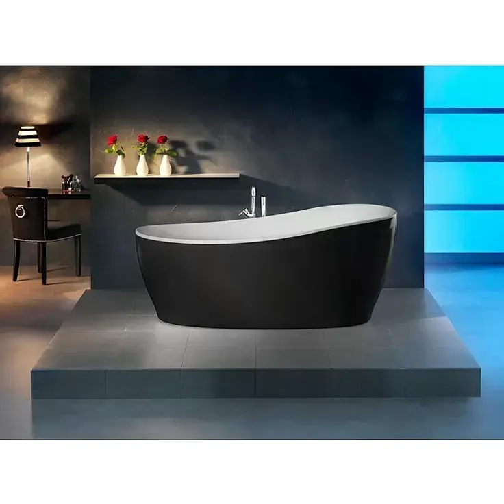 Ottofond Whirlpool Domani, 180 x 85 cm, Sanitäracryl, Schwarz/Weiß, mit Komfort-Lightsystem und 20 LED-Farblichtscheinwerfern