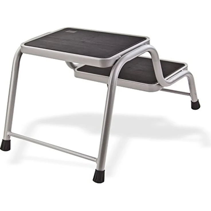DEMA Trittleiter Wohnwagen Doppel Trittstufe DDT 2, Stabile Stahlrohr-Konstruktion, Grau RAL 7004 – Bild 2