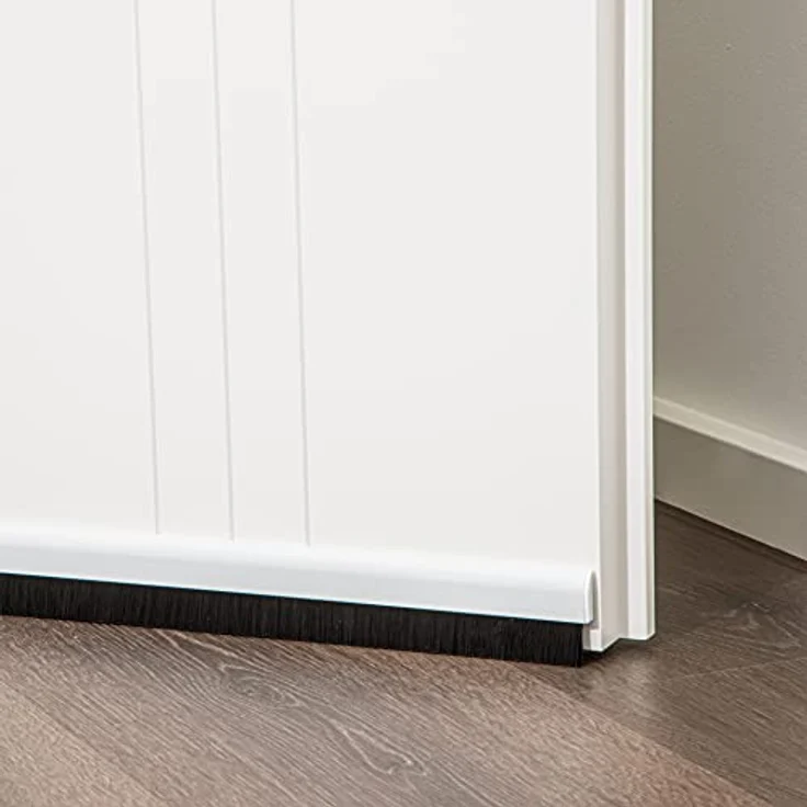 Türleiste mit Bürste selbstklebend 100 cm, weiß - Türbodendichtung, Zugluftstopper – Bild 2