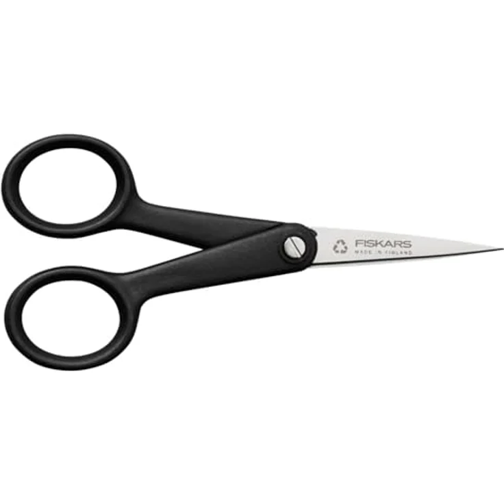 Fiskars ReNew Handarbeitsschere, 12,4 cm, Recycelter Edelstahl/Recycelter Kunststoff, Micro-Tip-Spitzen, Schwarz – Bild 1