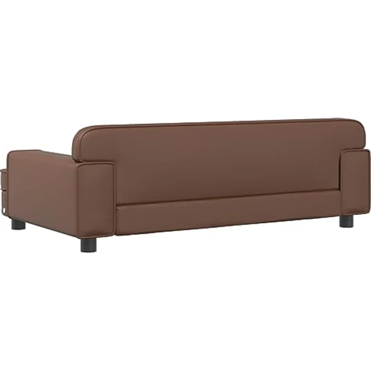 vidaXL Hundebett, Hundekissen mit weicher Polsterung, Hundesofa Hundecouch für kleine Hunde Haustiere, Haustierbett Katzenbett, Braun Kunstleder – Bild 5
