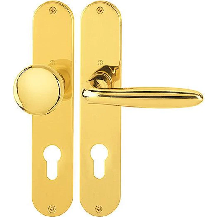 Hoppe Verona M151/302, Türgriff + Türgarnitur Langschild PZ F71, Messing, elegantes Design, einfache Montage, für Türstärken 37-47 mm
