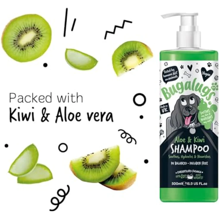 Bugalugs Aloe & Kiwi Hundeshampoo, pH-neutrale Pflege mit Vitaminen und Aloe Vera, 500 ml – Bild 6