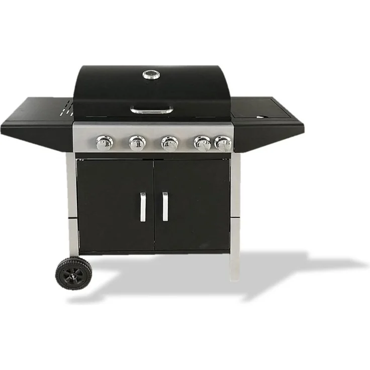 Ravanson GO-4, 13,3 kW Gasgrill mit 4 Hauptbrennern und gusseisernem Grillrost, silber