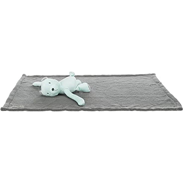 TRIXIE 37110 Junior Kuschel-Set Decke/Bär, Plüsch, 75 × 50 cm, grau/Mint – Bild 1