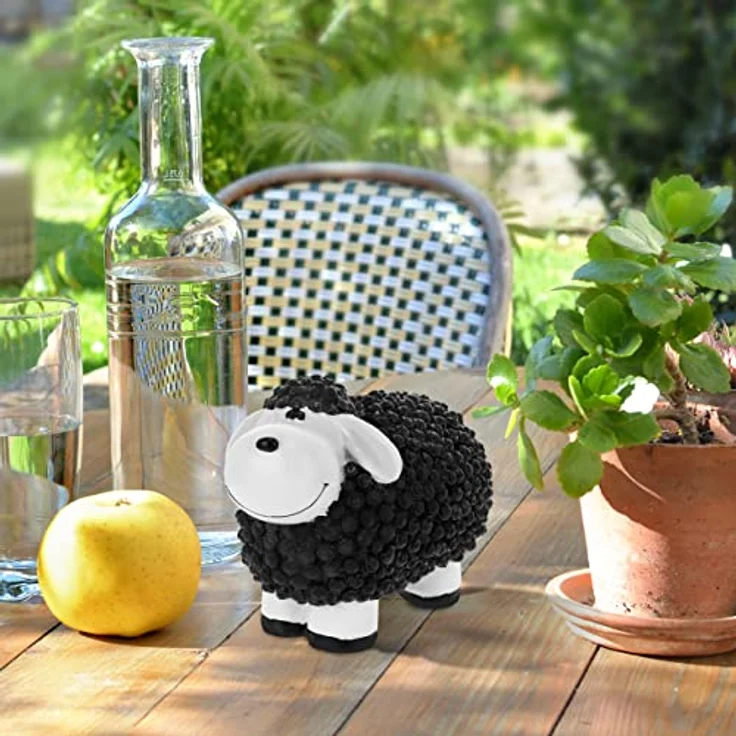 Relaxdays Gartenfigur Schaf, wetterfeste Dekofigur aus Polyresin, HBT: 16 x 21 x 12,5 cm, schwarz – Bild 2