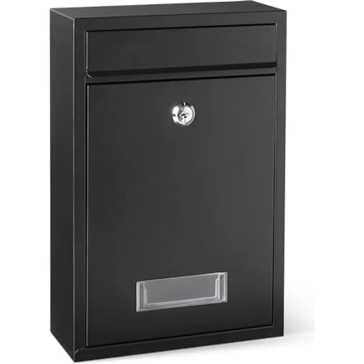 Amazon Basics abschließbarer Briefkasten aus verzinktem Stahl, rostbeständig, 32.5cm H x 21.5cm W x 9.0cm D, Schwarz – Bild 1