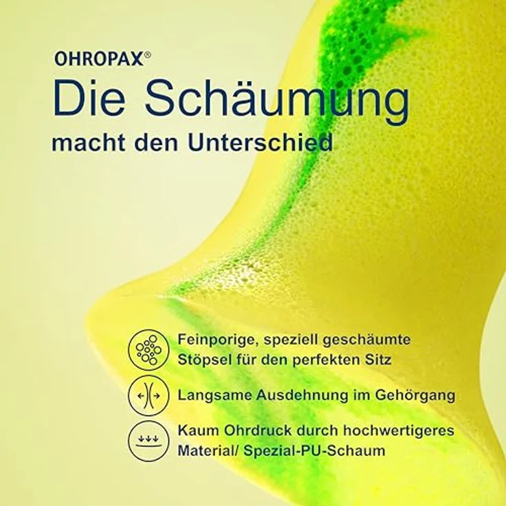 OHROPAX Young Ohrstöpsel, IN-Ohr-Stöpsel für kleinere Gehörgänge, weicher Schaumstoff, Schalldämmwert SNR 35 dB, 2 Stück mit Aufbewahrungsbox – Bild 5
