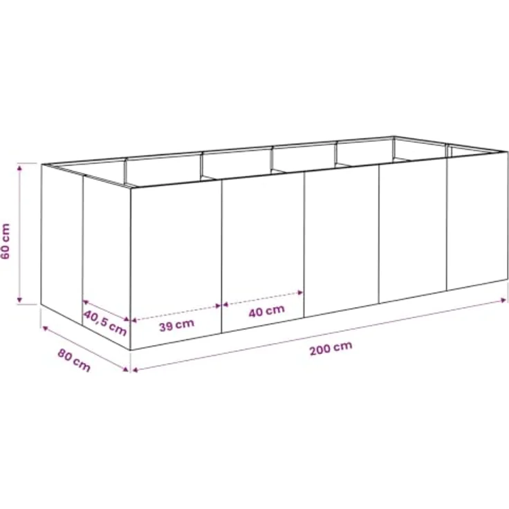 vidaXL Garten-Pflanzgefäß Rostoptik, wetterfest aus Stahl, 200 x 80 x 60 cm, ideal für Gärten und Terrassen – Bild 3