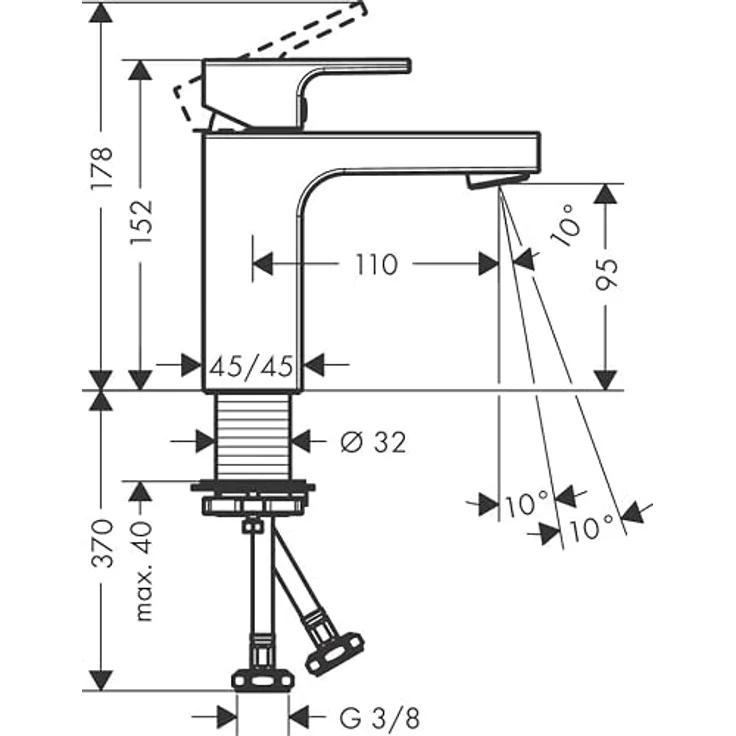 hansgrohe Vernis Shape Spültischarmatur, ComfortZone 100, 110 mm Ausladung, schwenkbarer Strahlformer, EcoSmart, geeignet für Durchlauferhitzer – Bild 6