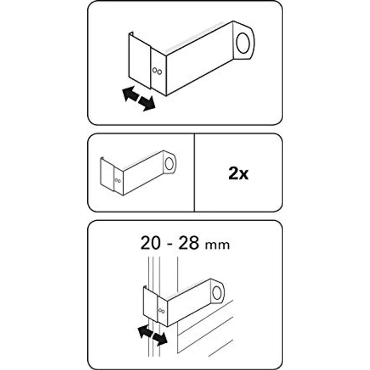 GARDINIA Adapter für Spannvitragen, Für Spannstangen mit Ø 9 mm, Verstellbar von 20-28 mm, 2 Stück, Montage ohne Bohren auf dem Fensterflügel, Metall, Titan – Bild 4