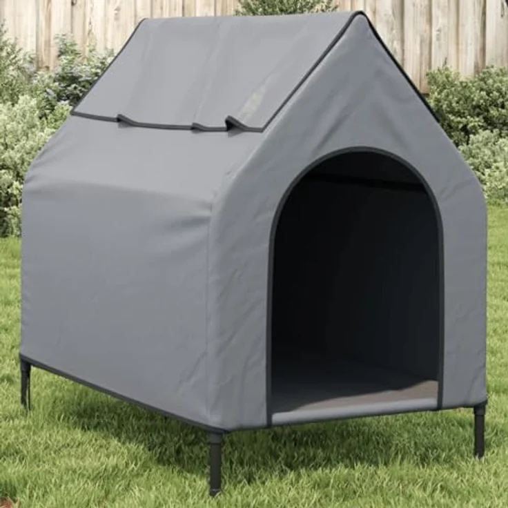 vidaXL Hundehütte Anthrazit Oxford-Gewebe und Stahl – Bild 2