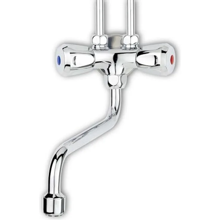 Thermoflow Qmix10, Spültischarmatur mit druckloser Zweiknopfmischung und stufenloser Temperaturregelung, Chrom