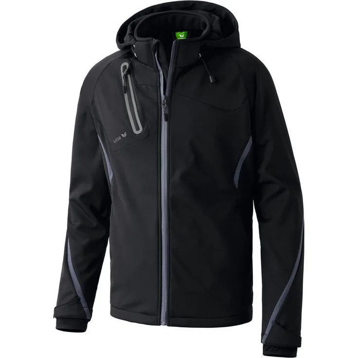 Erima Softshelljacke Kinder Softshelljacke Function, Regen- und windabweisend, atmungsaktiv, abnehmbare Kapuze, grau