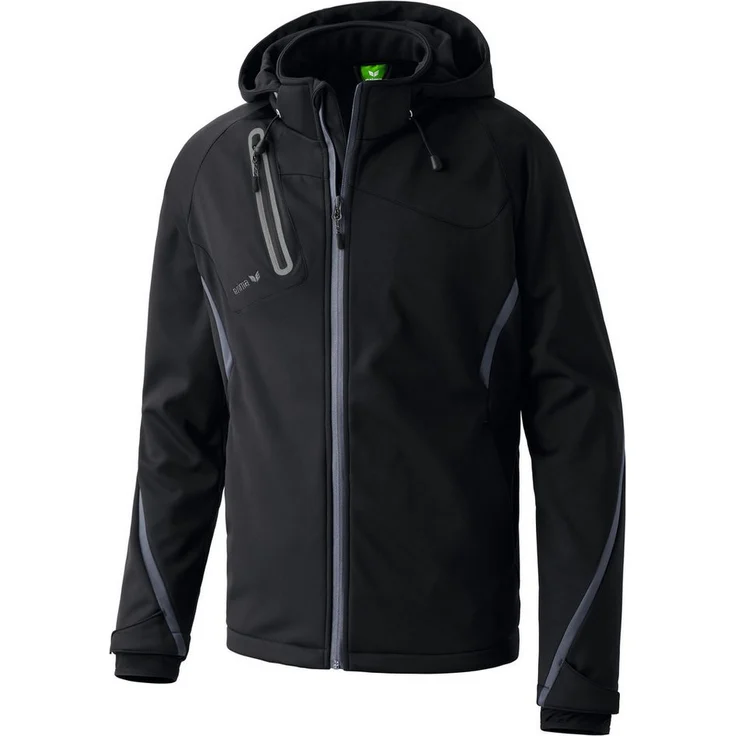 Erima Softshelljacke Kinder Softshelljacke Function, Regen- und windabweisend, atmungsaktiv, abnehmbare Kapuze, grau – Bild 1