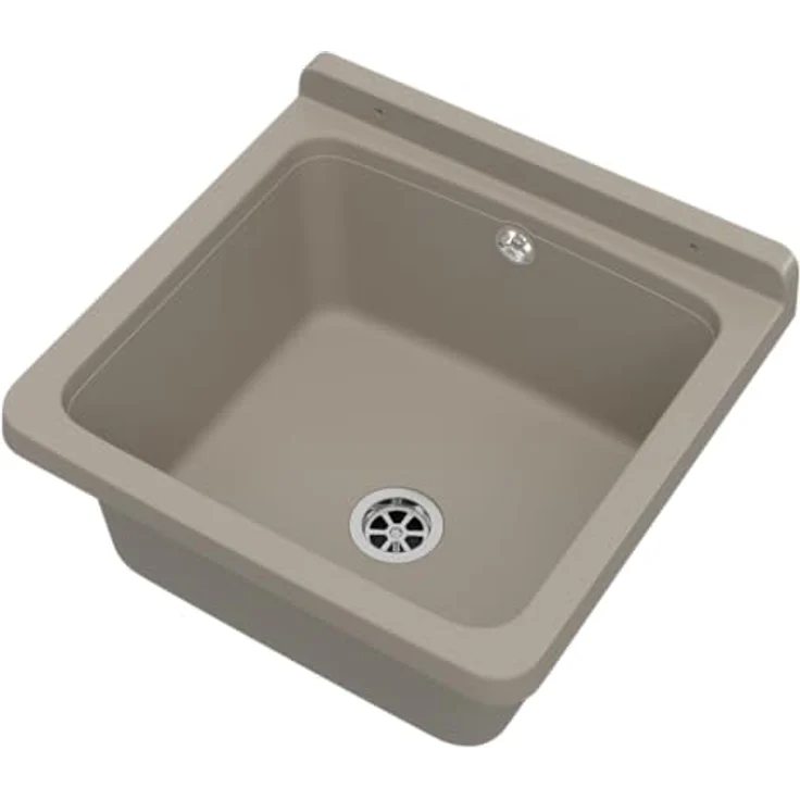 Granitan Kunststoffspüle ORTA - Waschtong mit Siphon - Waschbecken Wandmontage - 40x38x22,8 cm, verschiedene Farben – Bild 6