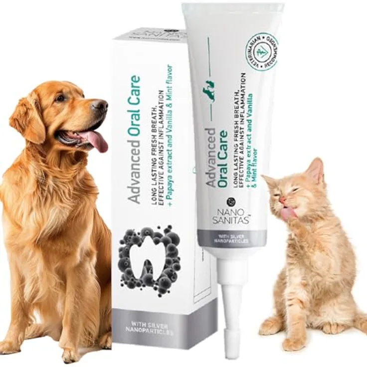 MERSJO Zahnpasta für Hunde und Katzen, 35 ml, mit Silber-Nanopartikeln zur Plaque- und Zahnfleischentzündungsreduzierung