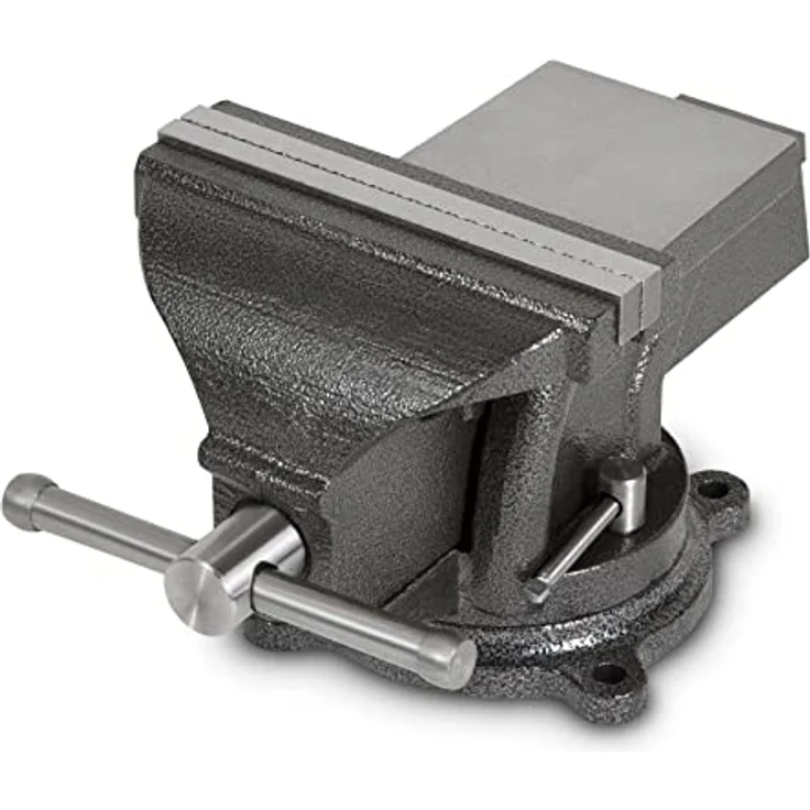 EBERTH Schraubstock Gusseisen mit Amboss, 150mm Backenbreite, 360° drehbar, 100mm Spannweite, 152mm Höhe, ideal für diverse Arbeiten – Bild 1