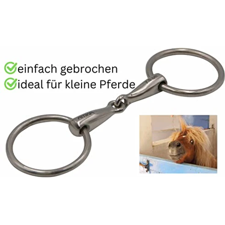 AMKA Ponytrense Wassertrense Stärke 12 mm Ringe 50 mm für Kleinpferde, einfach gebrochen, blau – Bild 3