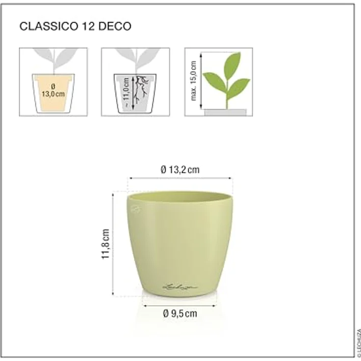 Lechuza® Übertopf Classico Color 12 DECO, Pflanzgefäß aus bruchsicherem Kunststoff, 1,2 l, weiß – Bild 3