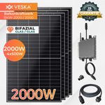 VESKA Balkonkraftwerk 2000W/2000W Bifazial Photovoltaik Solaranlage WIFI Smarte Mini-PV Anlage