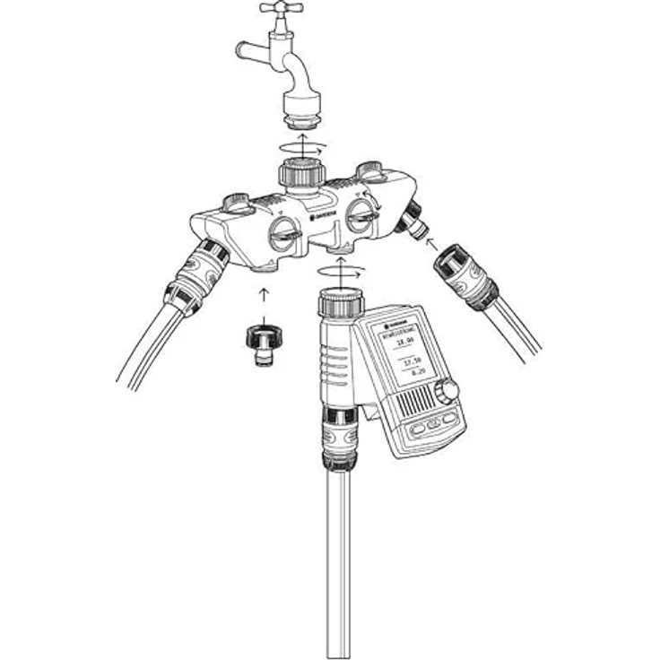 GARDENA 4-Wege-Verteiler: Anschlussmöglichkeit für bis zu 4 Geräte an den Wasserhahn, passend zu GARDENA Bewässerungscomputern & -uhren, Wasserdurchfluss regulier- und absperrbar (8194-20) 4078500819404 – Bild 6