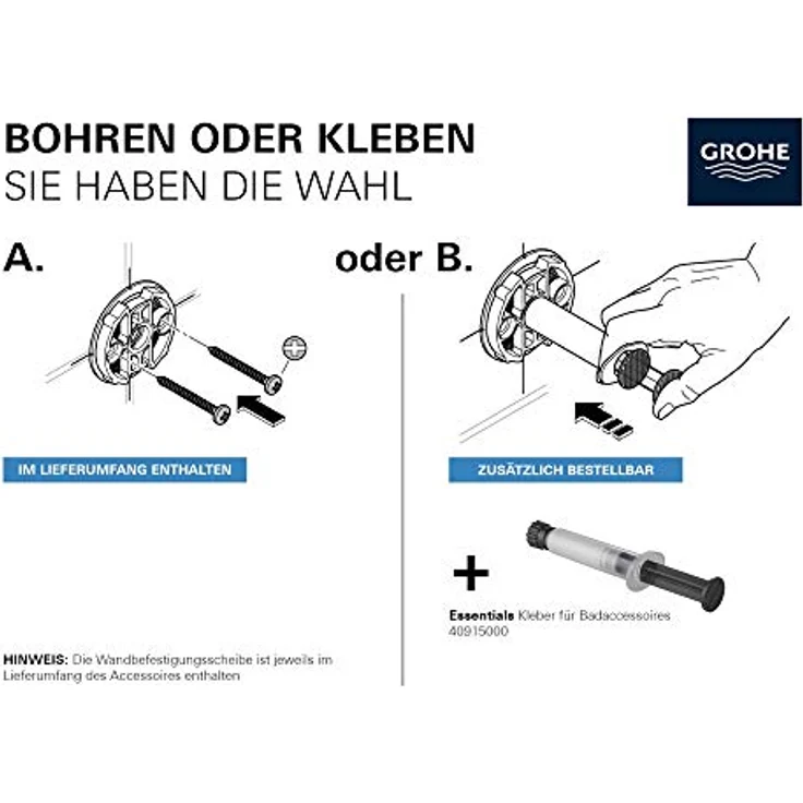 Grohe Essentials Toilettenbürstengarnitur, supersteel, 1 Stück, 40374DC1 – Bild 4