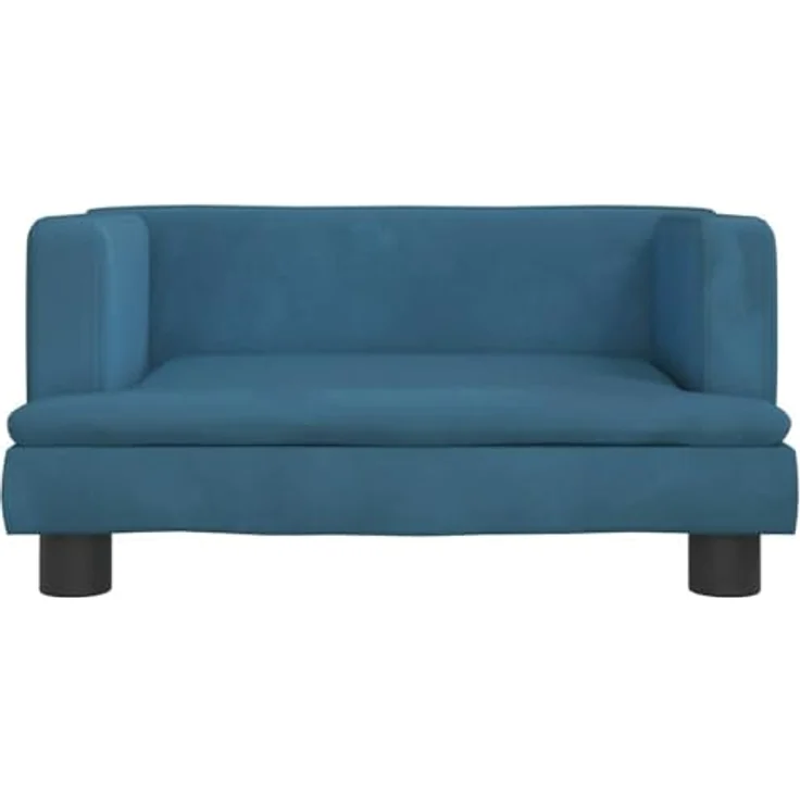 vidaXL Hundekorb Hundebett Blau 60x40x30 cm Samt Körbchen Hundesofa mit robustem Kiefernholzrahmen und bequemer Schaumstoffpolsterung – Bild 3