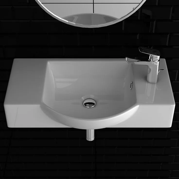 Alpenberger Waschbecken Waschplätze Klein Gäste WC - Keramik Handwaschbecken 55 cm Breit (Ohne Armatur, Ablaufventil oder Siphon) in zeitlosem Design
